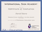 International Sign Academy Certifications